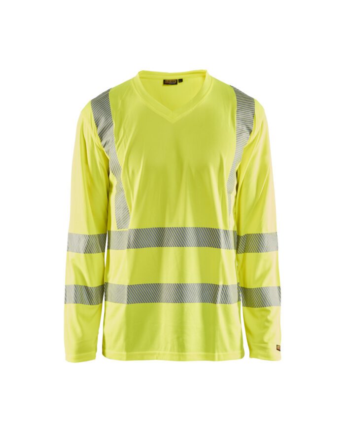 T-shirt manches longues col V haute visibilité anti-UV