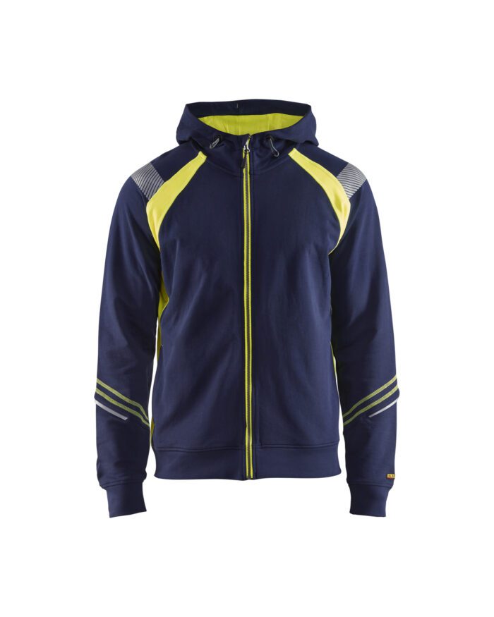Sweat zippé à capuche détails fluo